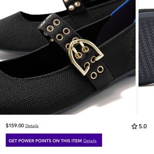 Rothy's Black Flats with Gold Buckle
